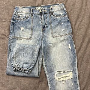 Vintage Distressed Cuffed Jeans